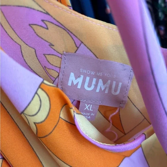 Show Me Your MuMu One-Shoulder Dress in Pink and Yellow - Picture 3 of 5